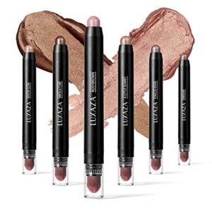 LUXAZA 6 PCS Metallic Neutral & Brown Eyeshadow Sticks