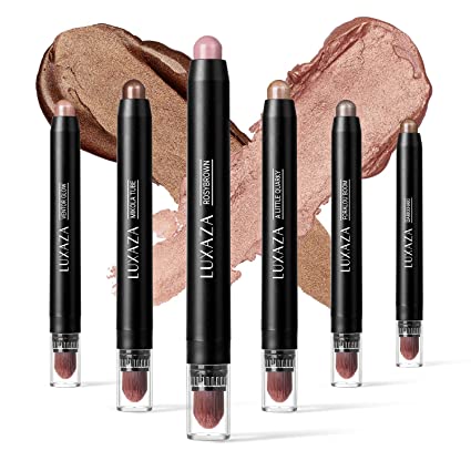 LUXAZA 6 PCS Metallic Neutral & Brown Eyeshadow Sticks