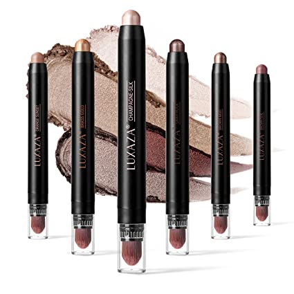 LUXAZA 6-Piece Brown Metallic Eyeshadow Stick Set