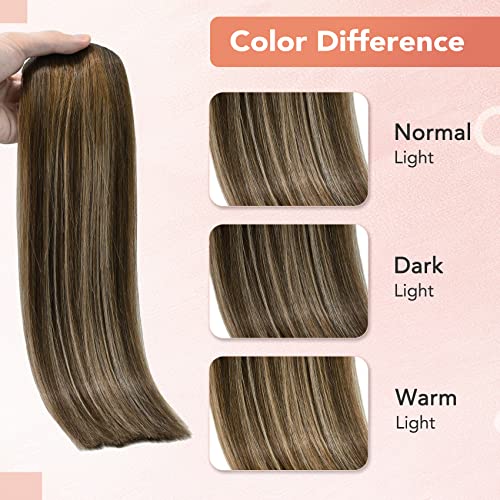 100% Human Hair Clip-In Extensions 20 Inch Medium Brown - Image 3