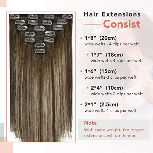 100% Human Hair Clip-In Extensions 20 Inch Medium Brown - Image 2