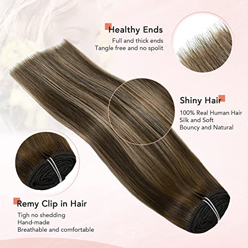 100% Human Hair Clip-In Extensions 20 Inch Medium Brown - Image 4