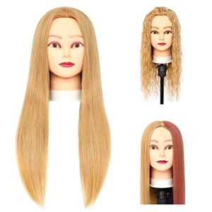 100% Human Hair Mannequin Head for Cosmetology Practice and Hair Styling Training