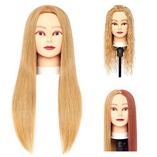 100% Human Hair Mannequin Head for Cosmetology Practice and Hair Styling Training