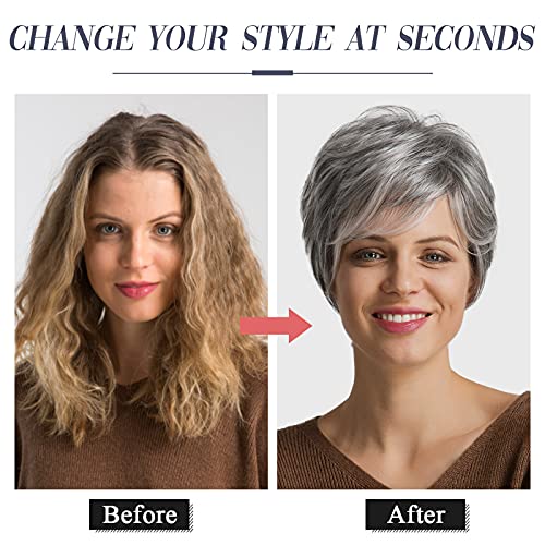 100% Human Hair Gray Wig for Women - Image 4