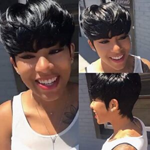 100% Human Hair Short Pixie Wig for Women, Natural Look, Lightweight, Comfortable Fit