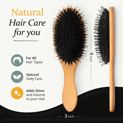 Natural Boar Bristle Hair Brush for Scalp Health and Shine - Image 6