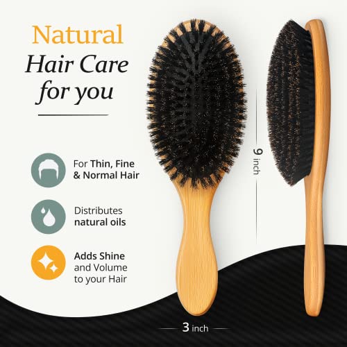 100% Natural Boar Bristle Hairbrush for Gentle Styling - Medium Size - Image 5
