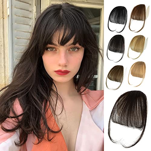 Natural Looking Human Hair Clip-In Bangs Fringe for Women Easy to Style