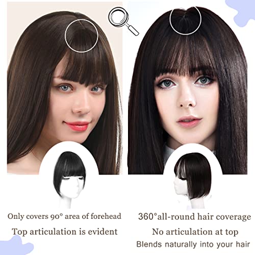 Natural Look Lightweight Human Hair Bangs Topper, Easy Styling and Blend - Image 3