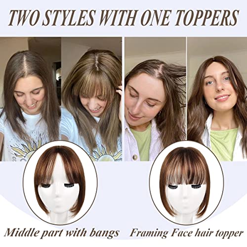 Natural Look Lightweight Human Hair Bangs Topper, Easy Styling and Blend - Image 2