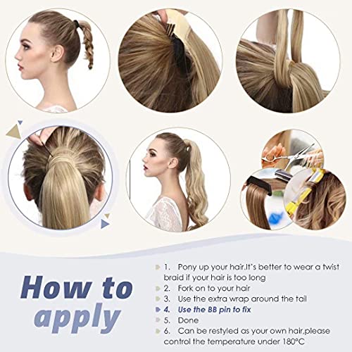 Blonde Human Hair Ponytail Extension 18 Inch Clip-In for Effortless Styling - Image 9