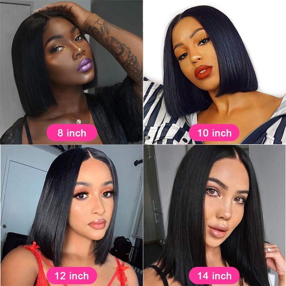 14 Inch Human Hair Bob Wig for Women, Natural Texture, Comfortable Fit - Image 2