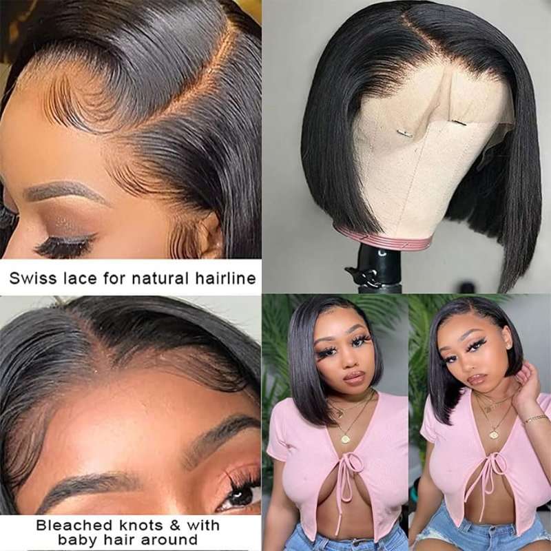 14 Inch Human Hair Bob Wig for Women, Natural Texture, Comfortable Fit - Image 5