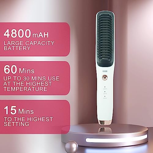 2-in-1 Electric Hair Brush Straightener, Fast Heating, All Hair Types, Black - Image 6