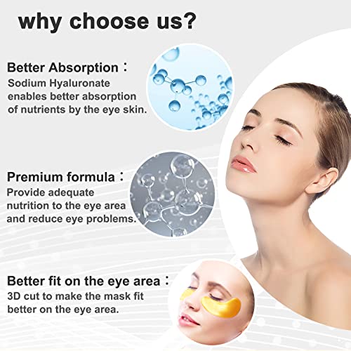 24K Gold Collagen Eye Masks 30 Pairs for Dark Circles and Puffiness Reduction - Image 6