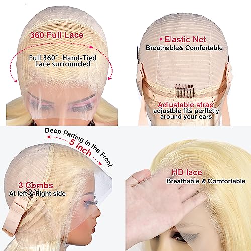 360 Lace Human Hair Blonde Wig - Image 4