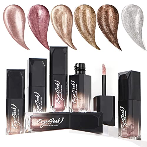 6-Piece 3D Dazzle Liquid Eyeshadow Collection - Long-Lasting Shimmer Shades