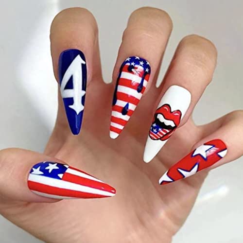 4th of July Coffin Acrylic Nails - Image 4