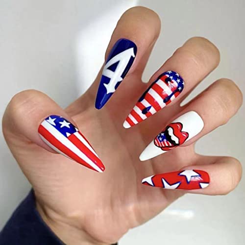 4th of July Coffin Acrylic Nails