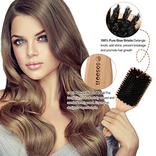 Pure Boar Bristle Hair Brush 100% Natural - Image 2