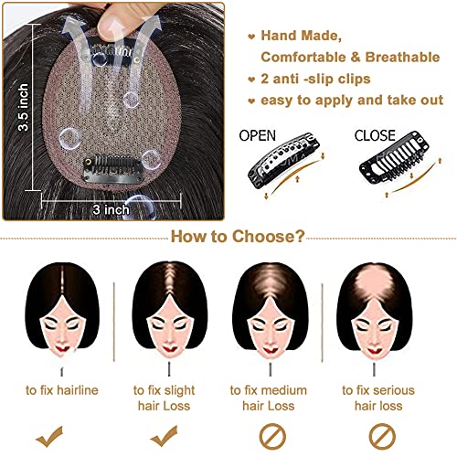 100% Remy Human Hair Clip-In Bangs Topper for Instant Style Change Medium - Image 7