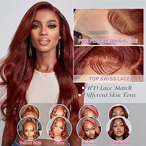 Auburn Human Hair Wig for Women Natural Look Comfortable Fit Adjustable Size - Image 6