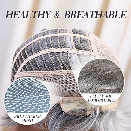 100% Human Hair Gray Wig for Women - Image 6