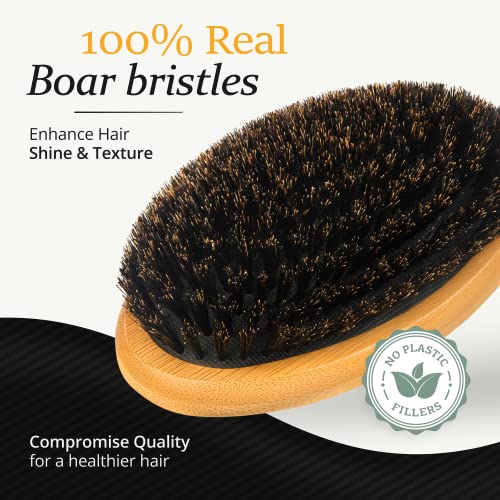 100% Natural Boar Bristle Hairbrush for Gentle Styling - Medium Size - Image 2