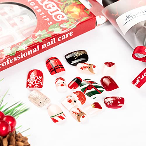 Festive Holiday Acrylic Nail Art Decals - Set of 20, Medium Size - Image 8