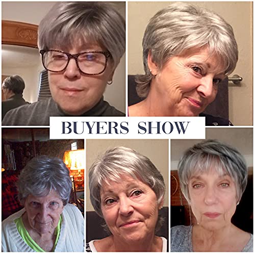 100% Human Hair Gray Wig for Women - Image 2