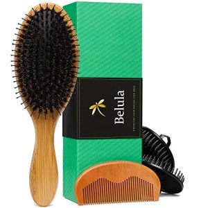 Natural Boar Bristle Hair Brush for Scalp Health and Shine
