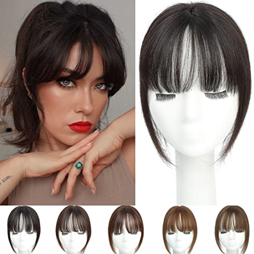 100% Remy Human Hair Clip-In Bangs Topper for Instant Style Change Medium