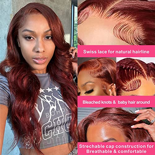 Auburn Human Hair Wig for Women Natural Look Comfortable Fit Adjustable Size - Image 2