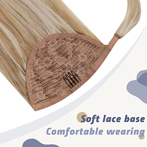Blonde Human Hair Ponytail Extension 18 Inch Clip-In for Effortless Styling - Image 3