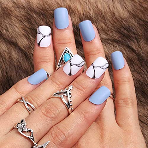 24 Piece Faux Stick-On Nail Art Set with Stylish Designs for Effortless Application - Image 3