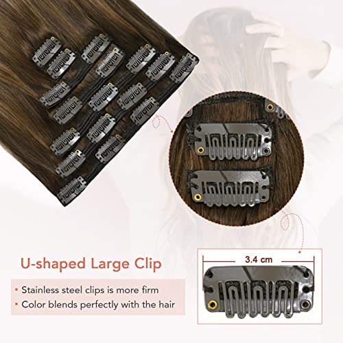 100% Human Hair Clip-In Extensions 20 Inch Medium Brown - Image 5