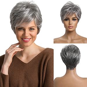 100% Human Hair Gray Wig for Women