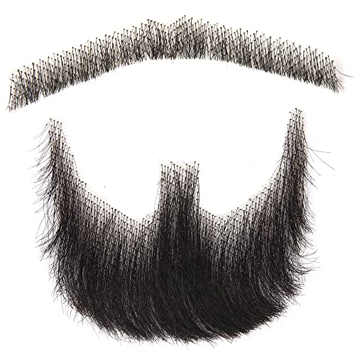 Realistic Human Hair Mustache and Beard Styling Set Natural Finish Medium