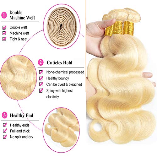 Blonde 100% Remy Human Hair Weave Bundles 10-30 Inch - Image 2