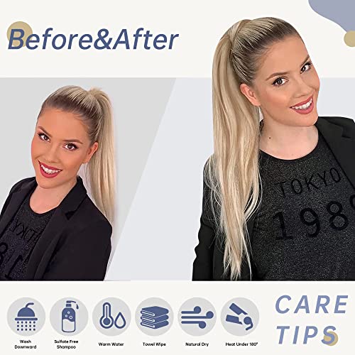 Blonde Human Hair Ponytail Extension 18 Inch Clip-In for Effortless Styling - Image 4