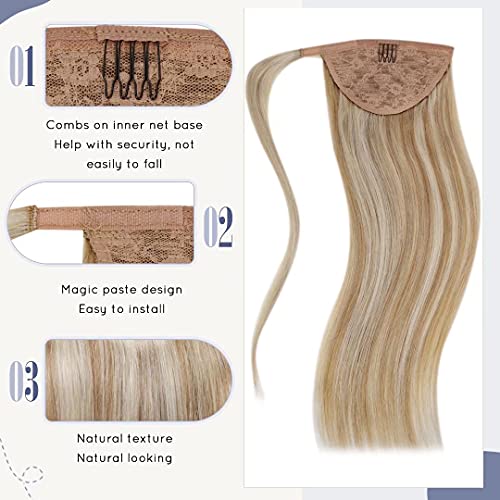 Blonde Human Hair Ponytail Extension 18 Inch Clip-In for Effortless Styling - Image 2