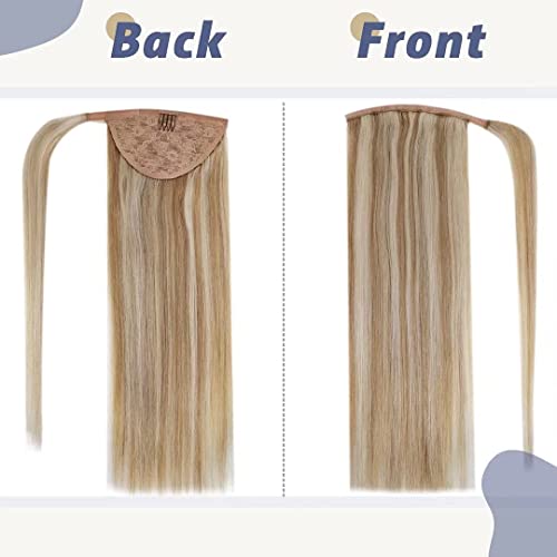 Blonde Human Hair Ponytail Extension 18 Inch Clip-In for Effortless Styling - Image 7