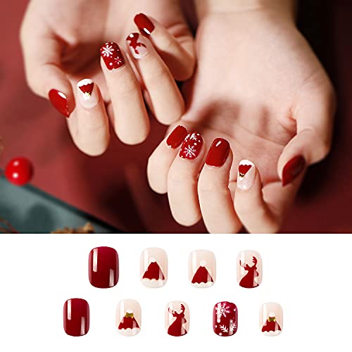 Festive Holiday Acrylic Nail Art Decals - Set of 20, Medium Size - Image 5