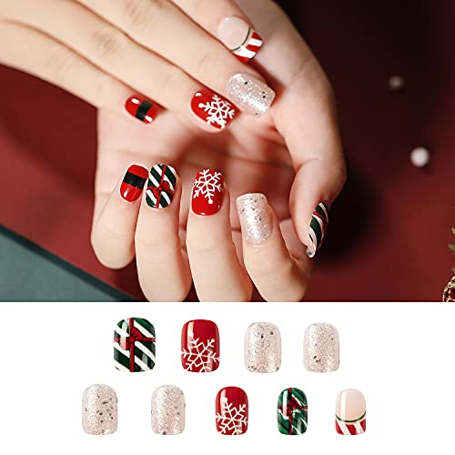 Festive Holiday Acrylic Nail Art Decals - Set of 20, Medium Size - Image 7