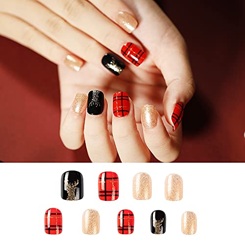 Festive Holiday Acrylic Nail Art Decals - Set of 20, Medium Size - Image 4