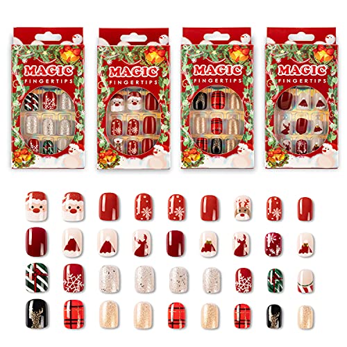 Festive Holiday Acrylic Nail Art Decals - Set of 20, Medium Size