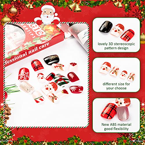 Festive Holiday Acrylic Nail Art Decals - Set of 20, Medium Size - Image 3