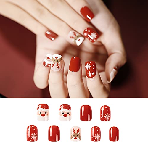 Festive Holiday Acrylic Nail Art Decals - Set of 20, Medium Size - Image 6
