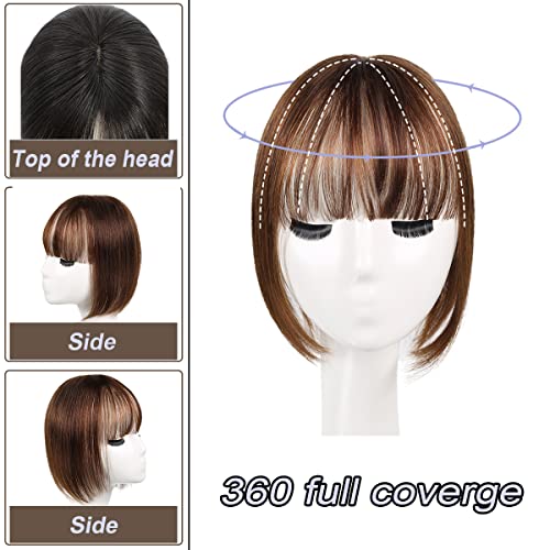 Natural Look Lightweight Human Hair Bangs Topper, Easy Styling and Blend - Image 5